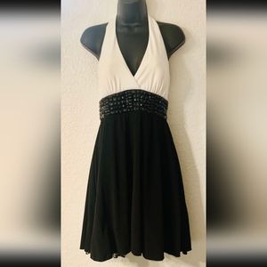 Speechless White and Black Halter Dress
